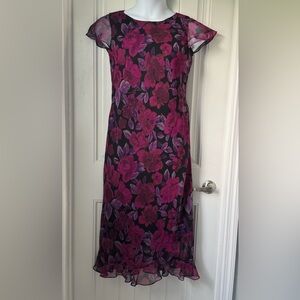 Floral Pink and Purple Chiffon Dress